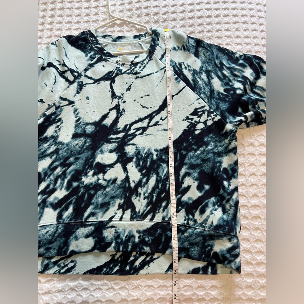 Zella Blue Jamie Ink Print Terry Cotton Crewneck Sweatshirt - Picture 8 of 10